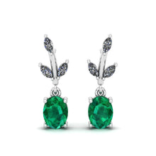Load image into Gallery viewer, Fine Emerald Marquise Silver Earrings