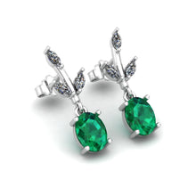 Load image into Gallery viewer, Fine Emerald Marquise Silver Earrings