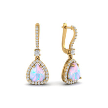 Load image into Gallery viewer, Fine Lab Opal Moissanite Earrings