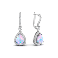 Load image into Gallery viewer, Fine Lab Opal Moissanite Earrings