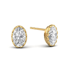 Load image into Gallery viewer, Oval Diamond Bezel Ear Studs