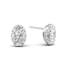 Load image into Gallery viewer, Oval Diamond Bezel Ear Studs