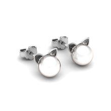 Load image into Gallery viewer, Kitten Pearl Studs | Sterling Silver
