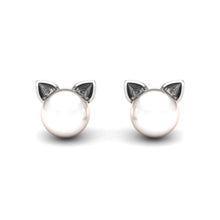 Load image into Gallery viewer, Kitten Pearl Studs | Sterling Silver
