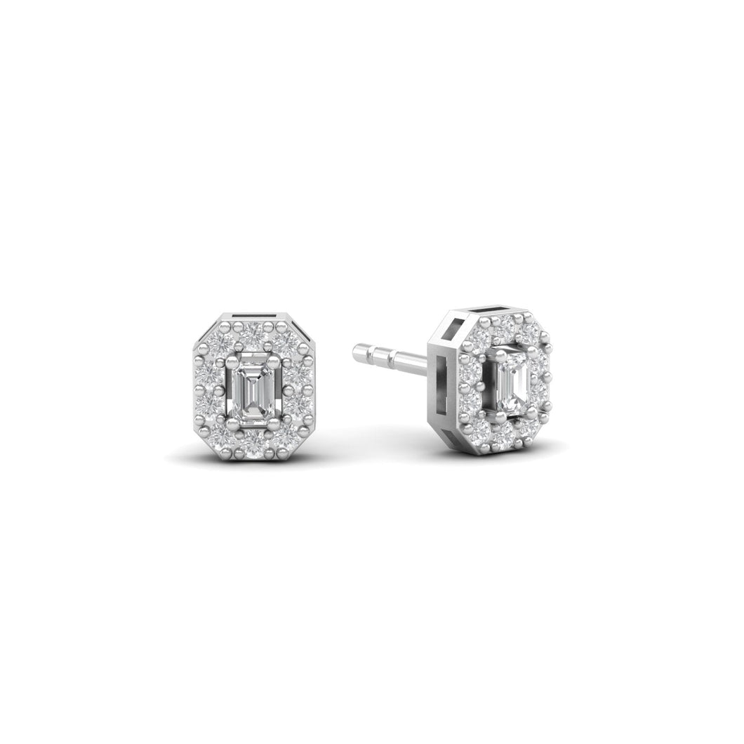 Fine Emerald Cut Diamond Ear Studs