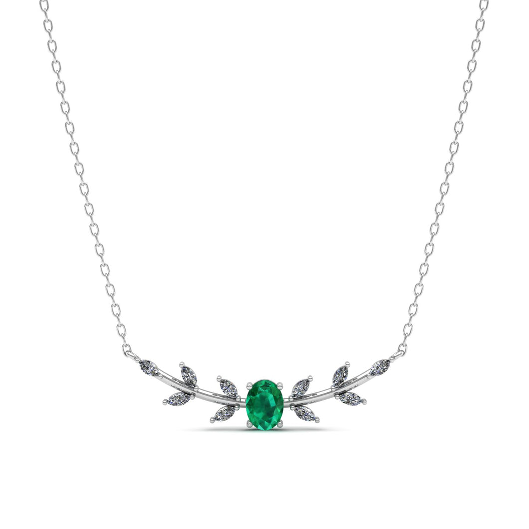 Fine Emerald Marquise Silver Pendant