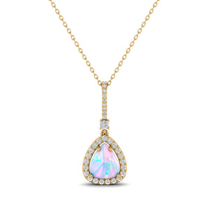 Fine Lab Opal Moissanites Silver Necklace
