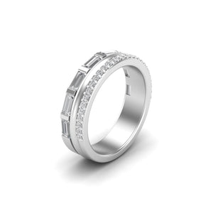 Eternity Round Baguette Band | Sterling Silver