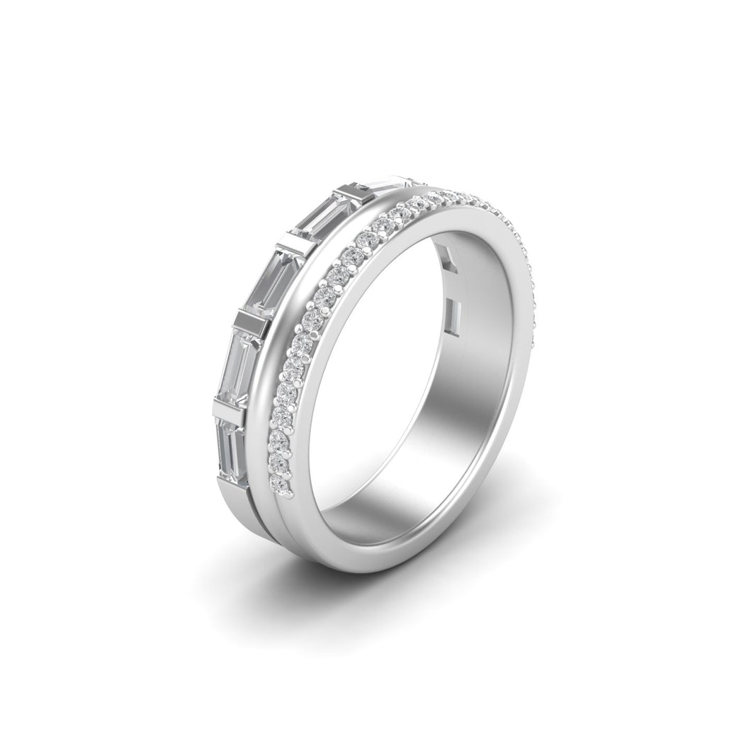 Eternity Round Baguette Band | Sterling Silver