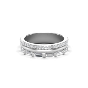 Eternity Round Baguette Band | Sterling Silver