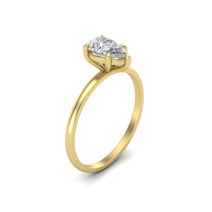 1 Carat Pear Cut Diamond Signature Solitaire Engagement Ring | 18k Gold