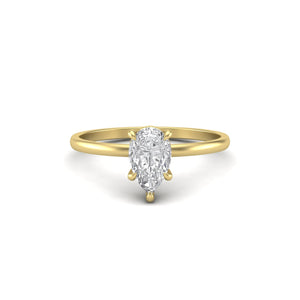 1 Carat Pear Cut Diamond Signature Solitaire Engagement Ring | 18k Gold