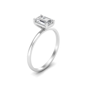 1 Carat Emerald Cut Diamond Signature Solitaire Engagement Ring | 18k Gold