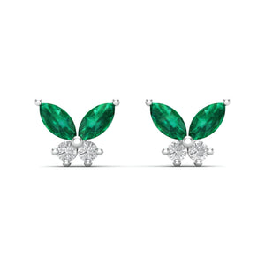 Mariposa Natural Emerald Moissanite Silver Ear Studs