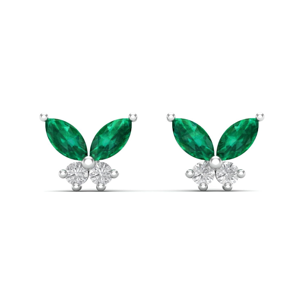 Mariposa Natural Emerald Moissanite Silver Ear Studs