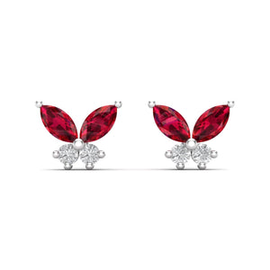 Mariposa Natural Ruby Moissanite Silver Ear Studs